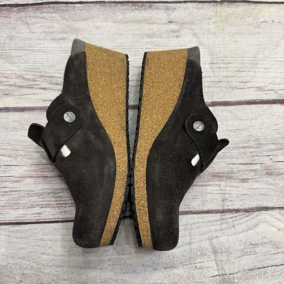 Birkenstock Papillio Fanny Suede Leather Wedge Charcoal Size 40 US 9 - Picture 3 of 11